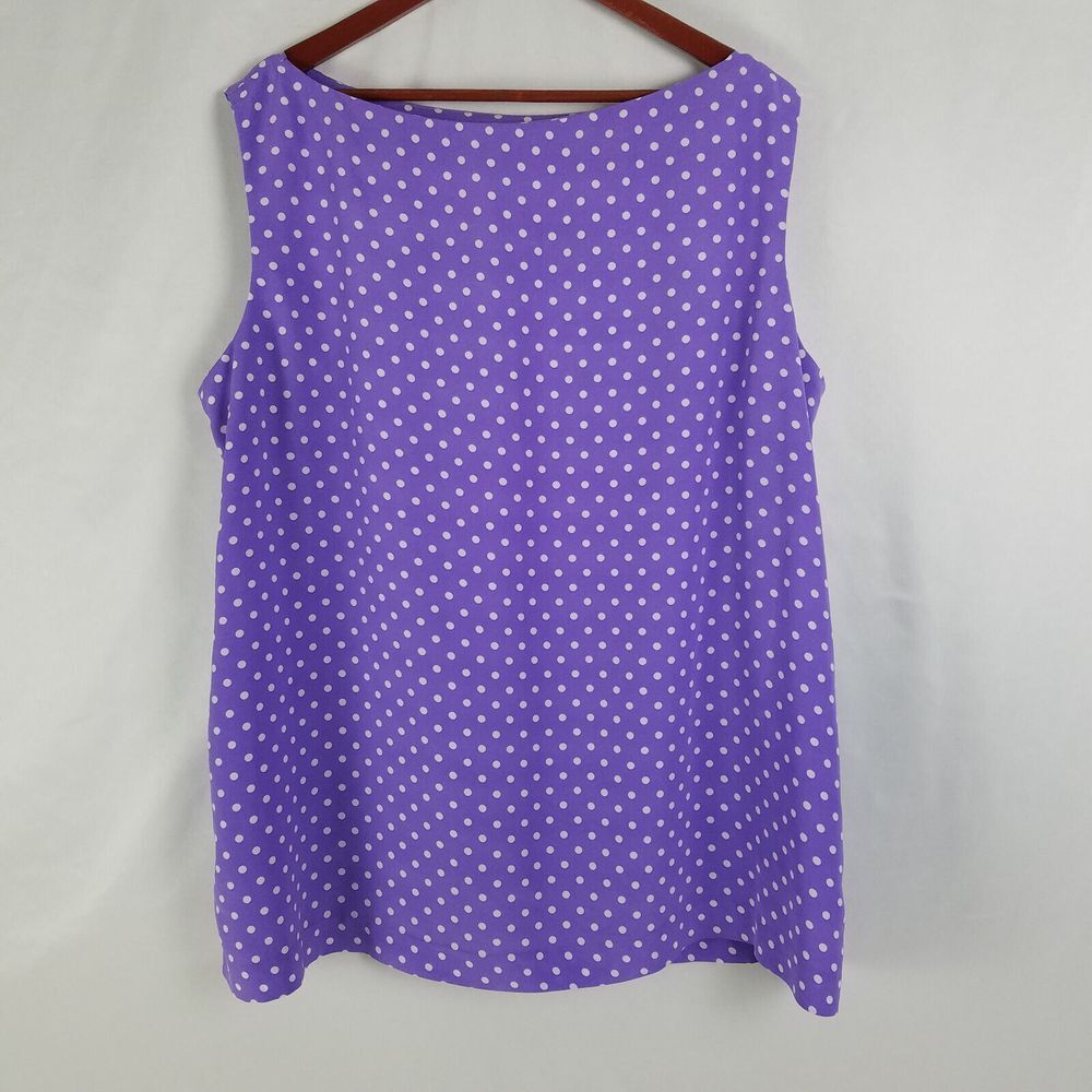 Womens Shirt 4XL READ Purple Top Polka Dot Sleeveless Boatā Neck Blouse